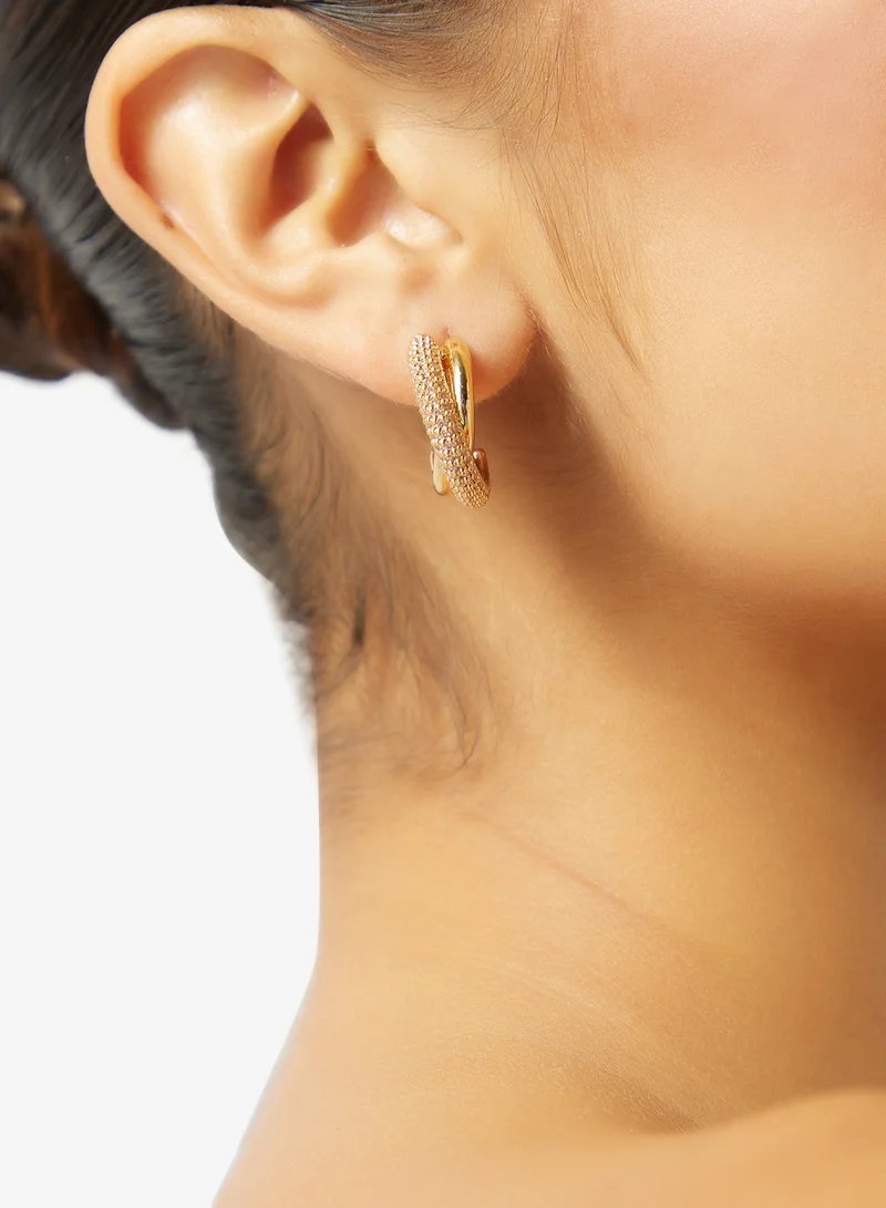 Ella Limited Edition GOLD Rhinestone Embellished Detail Gold Accent Hoop Earrings for Women | Best Price UAE
